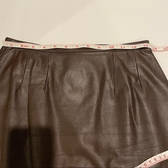 Matters of Degrees 100% Leather Brown Lined Skirt - Picture 7 of 8